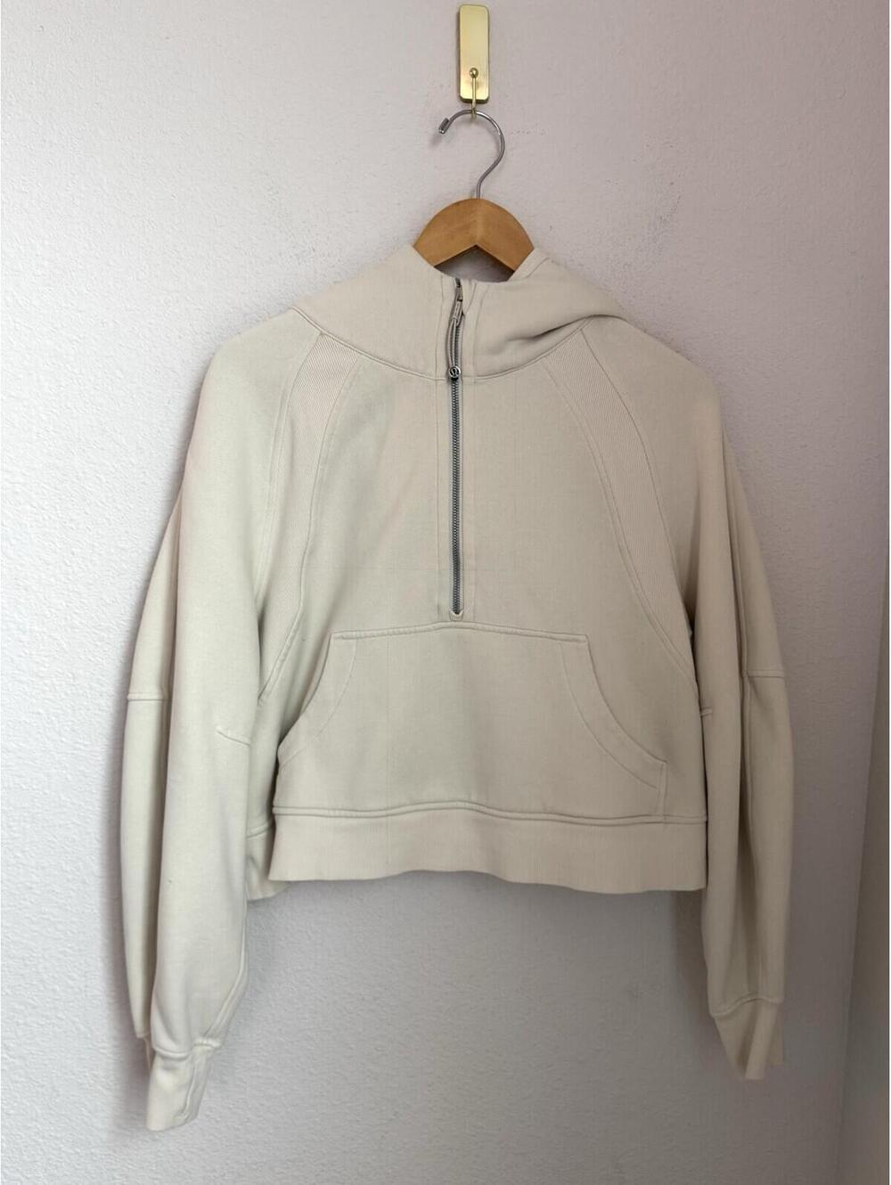 Lululemon Scuba Oversized Half-Zip Hoodie Natural Ivory Size M/L Cropped